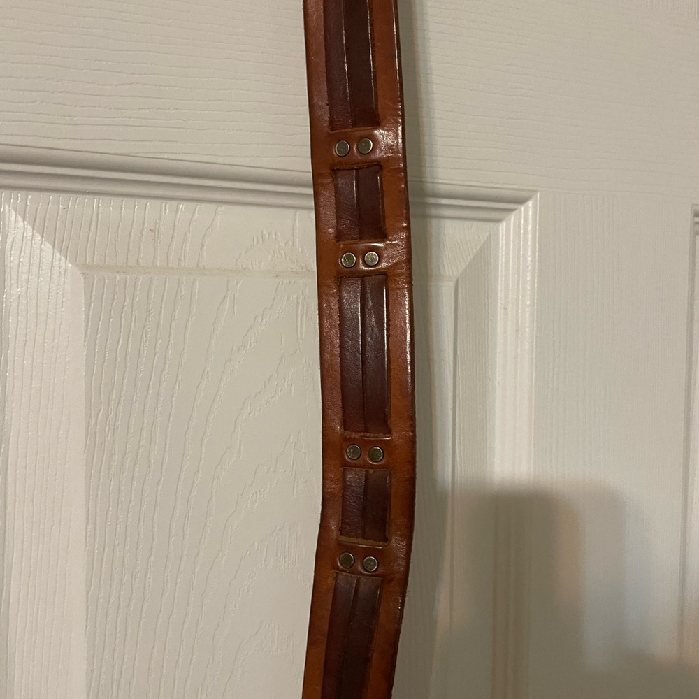 Brown Leather Belt with Metal Accents